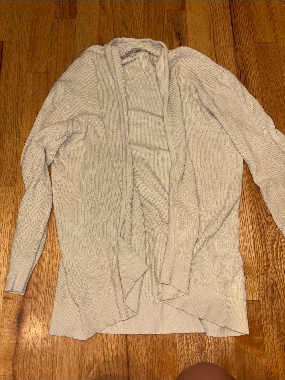 LOFT Cream Open-Front Drape Cardigan Sweater